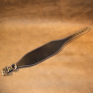 Scottish Deerhound or Irish Wolfhound Collar in Plain Black Leather (3" wide to fit maximum 19" neck)